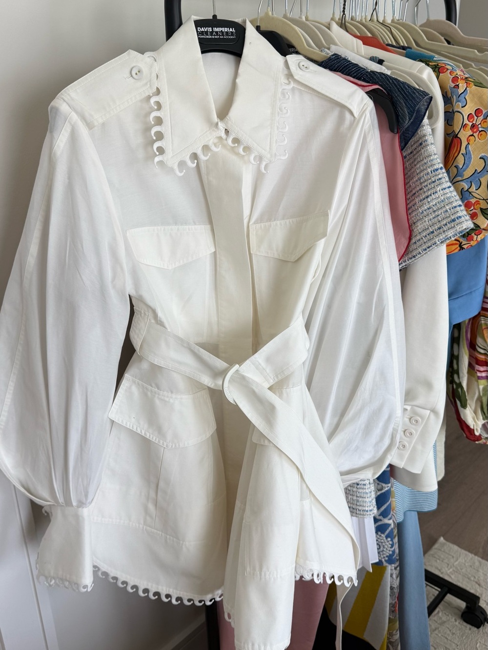Zinmerman White Scalloped Collar Belted dress